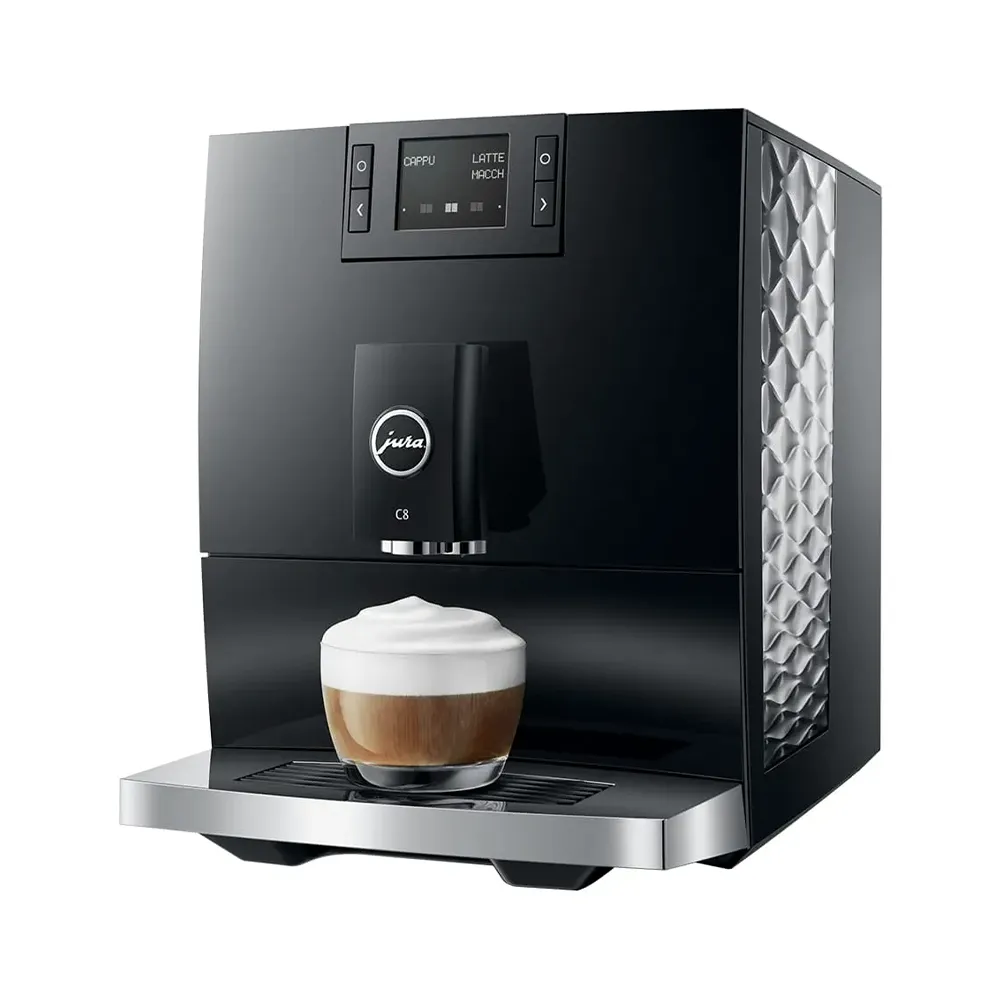 Vue d'ensemble de la machine à café JURA C8 Piano Black SA.